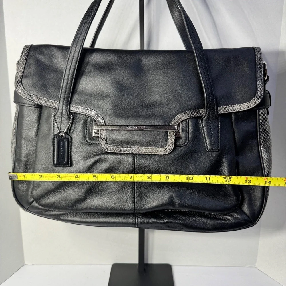 Coach Taylor Marin‎ Satchel Black Leather Snakeskin Tote Bag #A1176-F23301 NWT